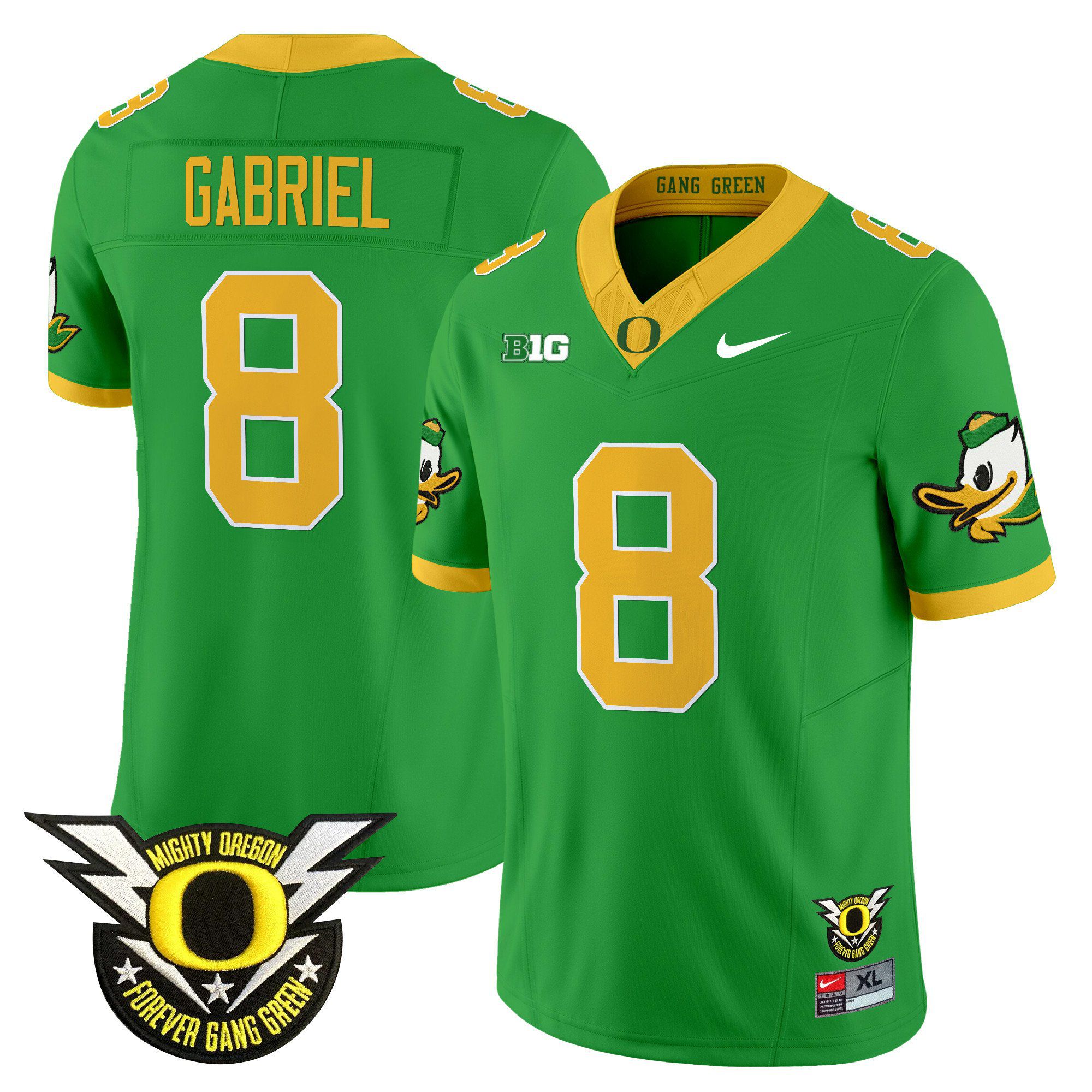 Men Oregon Ducks #8 Gabriel Green 2024 Nike Forever Gang Green & BIG Patch Vapor Limited NCAA Jersey